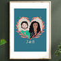 Personalised Hand Painted Couple Portrait Print, thumbnail 2 of 7