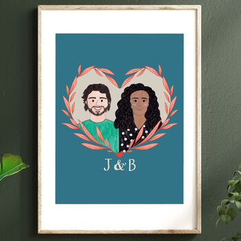 Personalised Hand Painted Couple Portrait Print, 2 of 7