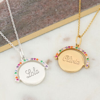 Personalised Sterling Silver Rainbow Spinner Necklace, 2 of 5