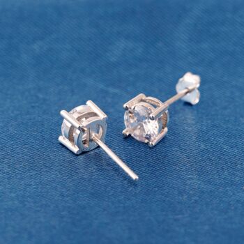 8 Mm Cz Sterling Silver Stud Earrings, 3 of 7