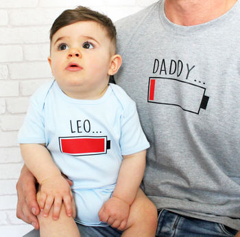 Daddy And Baby Recharge Battery T Shirt Set, 2 of 5