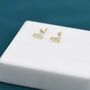 Sterling Silver Cz Marquise Leaf Duo Stud Earrings, thumbnail 4 of 12