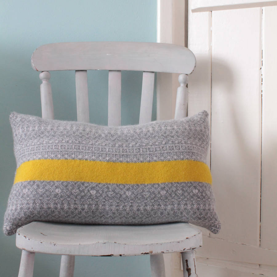 Bold Stripe And Fair Isle Rectangle Cushion, 1 of 2