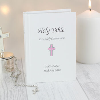 Personalised Pink Cross Holy Bible Gift, 5 of 7