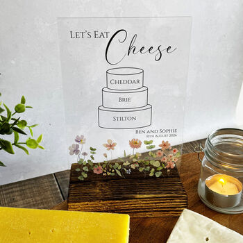 Floral Personalised Cheese Sign Clear, 2 of 7