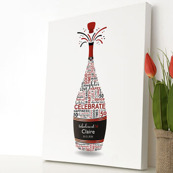 Personalised 50th Birthday Champagne Word Art, 7 of 10