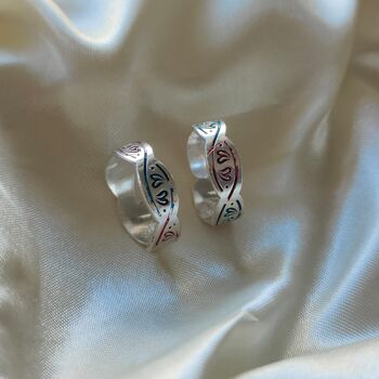Silver Colourful Dna Muslim Band Adjustable Toe Ring, 6 of 6