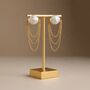 Pearl 18k Gold Plated Waterproof Chain Earrings, thumbnail 1 of 4