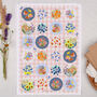 Watercolour Picnic Floral Circle Sticker Sheet, thumbnail 1 of 2