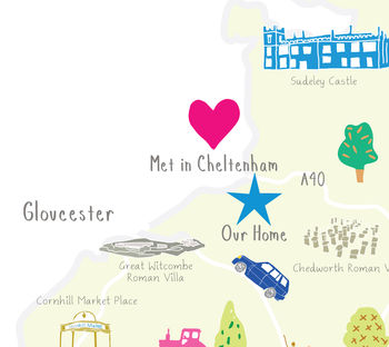 Personalised The Cotswolds Map: Add Favourite Places, 3 of 4