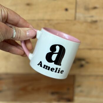 Childrens Small China Cup With Bold Black Initial And Name, 2 of 6