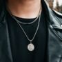 Silver St Michael Pendant Necklace Chain For Men, thumbnail 1 of 8