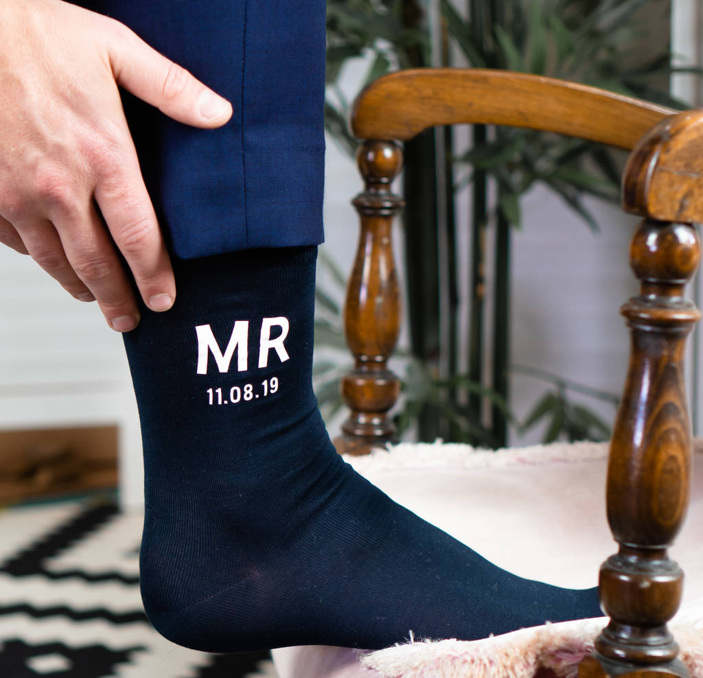 Original Personalised Mr Wedding Date Socks 