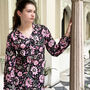 Black And Pink Block Print Floral 100% Cotton Ladies Pyjamas, thumbnail 4 of 8