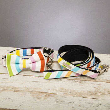 Lucky Dip Fabric Dog Collar Bow Tie Lead Set, 3 of 4