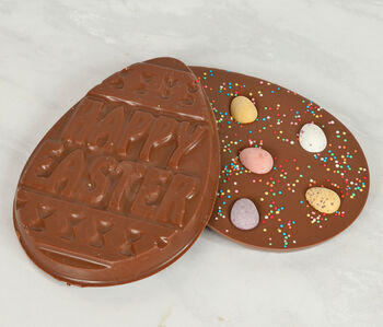Chunky Flat Milk Chocolate Easter Egg Topped With Mini Eggs, 3 of 3