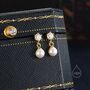 Sterling Silver Aurora Ab Crystal With Dangling Pearl Earrings, thumbnail 7 of 12