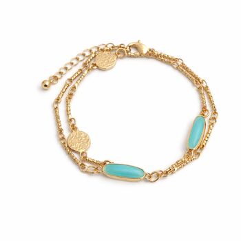 Gold Plated Hammered Disc And Grey Topaz Wraparound Bracelet, 7 of 7