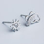 Sterling Silver Sparkly Sun And Cloud Stud Earrings, thumbnail 4 of 7