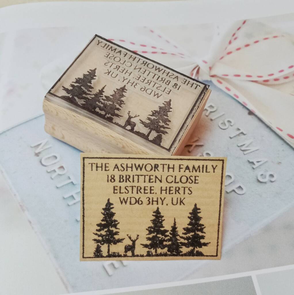 Christmas Personalised Return Address Rubber Stamp, 1 of 3