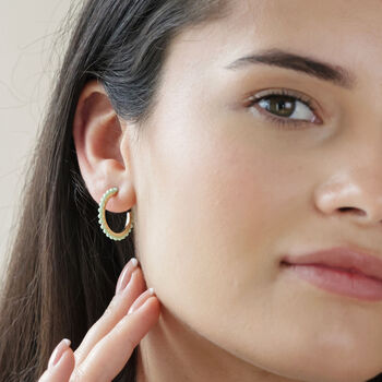 Stone Hoop Earrings In Gold Plating, 11 of 12