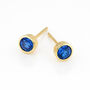 Gold Plated Sterling Silver Sapphire Stud Earrings: September Birthstone – 7mm, thumbnail 4 of 6