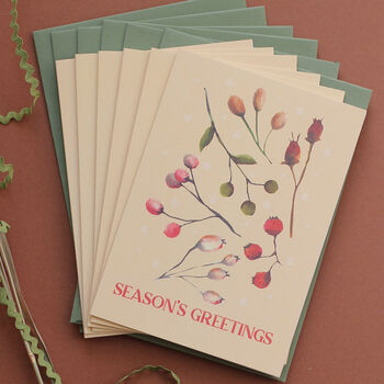 Set Of Six Winter Berries Christmas Cards, 7 of 8