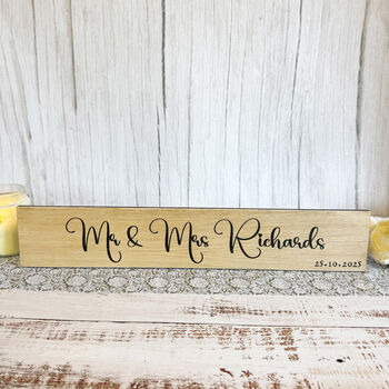 Wooden Wedding Sign Mr And Mrs Keepsake Decoration, 10 of 12