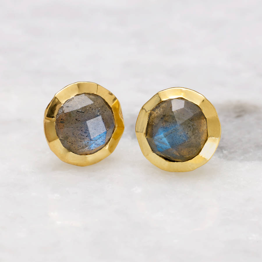 18ct gold vermeil gemstone stud earrings by sharon mills ...