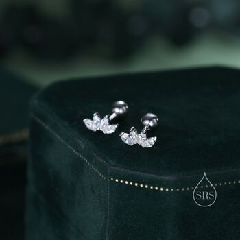 Lotus Flower Cz Screw Back Or Stud Earrings, 9 of 12