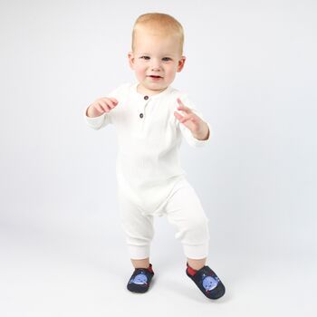 Dotty Fish Splashy The Whale Soft Leather Baby Shoes With Barefoot Soles, 3 of 8