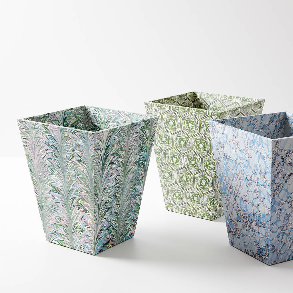 Decorative Wastepaper Bin And Clear Liner By Harris & Jones Ltd