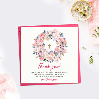 Thank You Communion Cards Floral Wreath, 4 of 5