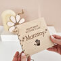 Personalised First Mother's Day Maple Wooden Card With Handprint Cut Out, thumbnail 4 of 7