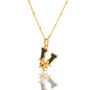 Gold Plated V Initial Necklace With Green Marble, thumbnail 2 of 6