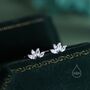 Lotus Flower Cz Screw Back Or Stud Earrings, thumbnail 3 of 12
