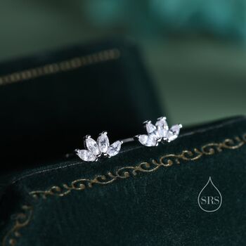 Lotus Flower Cz Screw Back Or Stud Earrings, 3 of 12