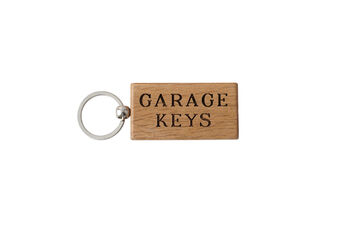 Bramble Farm 'Garage Keys' Rectangular Oak Keyring, 2 of 4