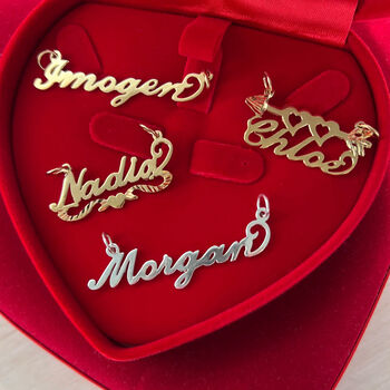 Personalised Script Heart Name Pendant Charm, 6 of 10