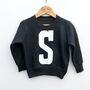 Personalised Kids Letter Sweatshirt In Black, thumbnail 5 of 9