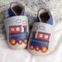 Dotty Fish Choo Choo Train Soft Leather Baby Shoes With Barefoot Soles, thumbnail 1 of 7