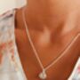 Pink Cubic Zirconia Lotus Sterling Silver Necklace, thumbnail 3 of 9