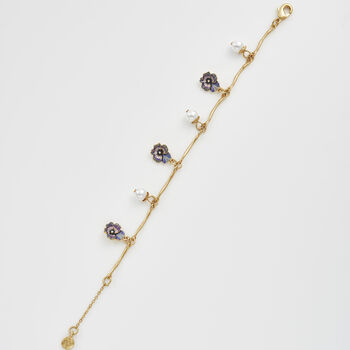 Gold Pansy And Pearl Charm Bracelet, 4 of 9