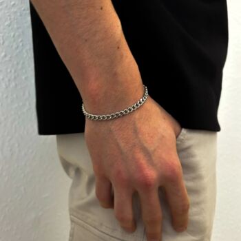 Personalised Name, Date, Symbols Cuban Link Chain Bracelet, Curb Chain, 9 of 10