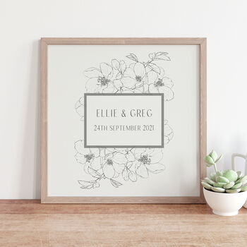 Personalised Canvas Print In Floral Sketch Design, 2 of 2