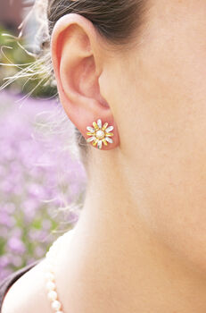 Handmade Daisy Pearl Flower Earrings, 3 of 5