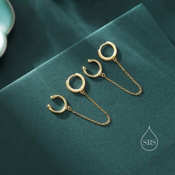 Cz Hoop And Cuff Huggie Hoop Earrings In Sterling Silver, 7 of 11