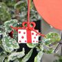 Robin Carrying Spotty Gift Christmas Tree Decoration, thumbnail 2 of 3