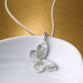 Fingerprint Butterfly Silver Necklace, 2 of 7