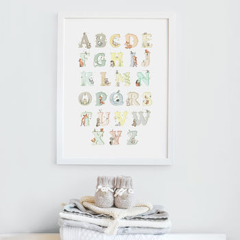 Children's Woodland Animal Alphabet Nursery Art Print, 2 of 10